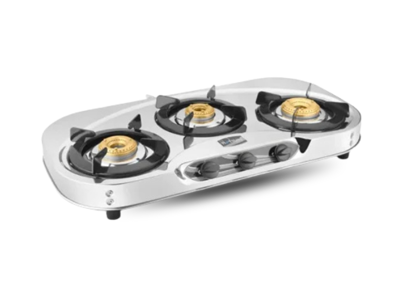 Three Burner Round S.S. Gas Stove